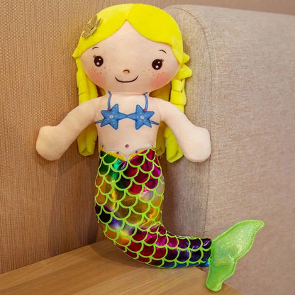 Plush Toy Cartoon Mermaid Humanoid Doll Mini Pillow Child Comfortable Stuffed Plush Toy Cute Doll Comfortable Pillow Gifts 30cm