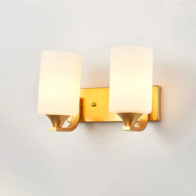 Decorative Modern Wall Lamp with Glass Shade Bedside Bedroom Loft Design Up Down Iron Led Wall Lights Gold for Home Mirror E27