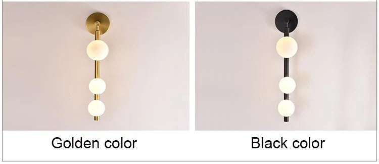 Modern ball wall lamp Decorative luxury wall light for Corridor TV Background Golden Black Mirror Vanity G9 bedside reading lamp