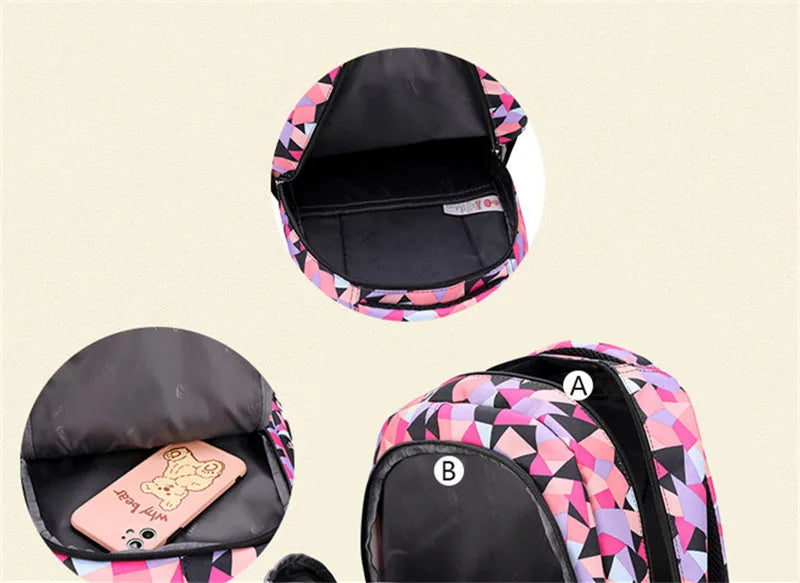 School Bags for Teenagers Girls Schoolbag Large Capacity Boys Printing School Backpack Set Rucksack Bagpack Kids Cute Book Bags