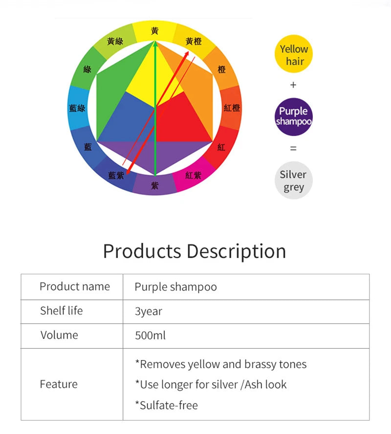 Vikada Blonde Purple Hair Shampoo Removes Yellow and Brassy Tones for Silver Ash Look Blonde Bleached Highlighted Shampoos 500ml