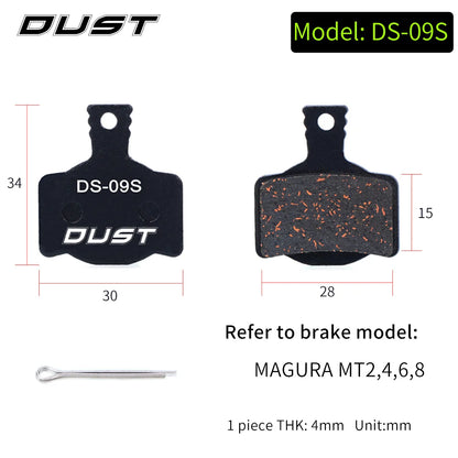 DUST 1Pair Semi-Metal Bicycle Hydraulic Disc Brake Pads MTB Mountain Bike Parts for SHIMANO XT XTR M315 SRAM Avid BB5 BB7 E1 E3
