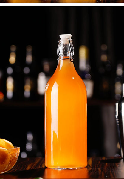 Enzyme Bottle,Bartender Tool,Fresh Lemon Lime Kitchen Oil Bottle,Jars With Lid Seal Buckle Plastic Storage Container Glass