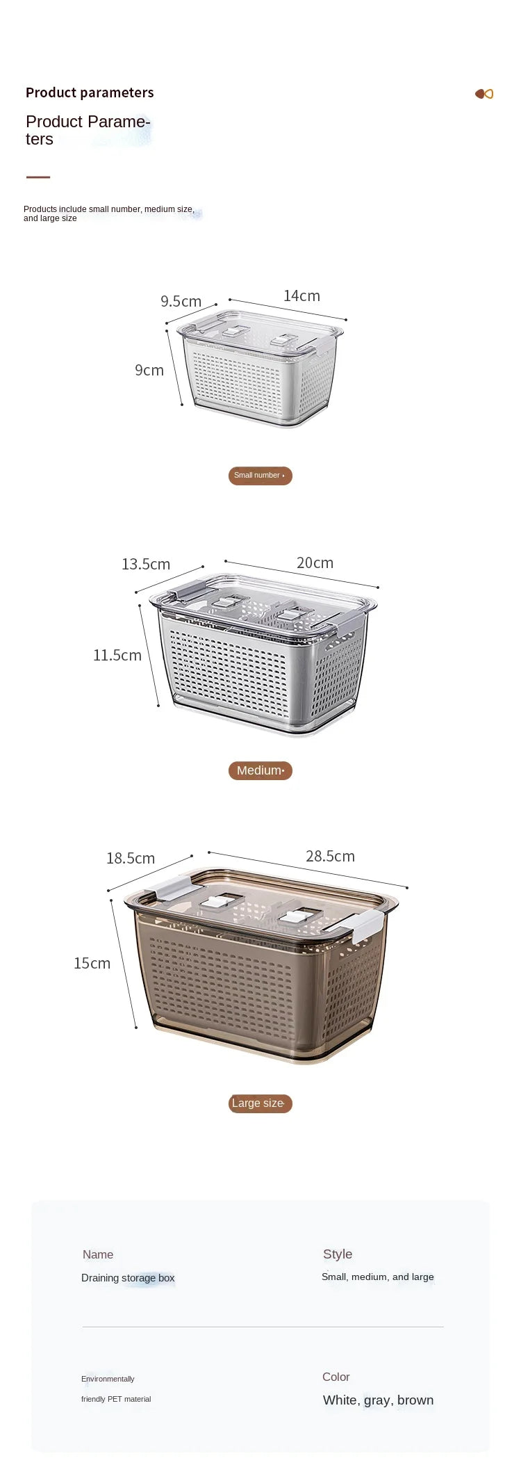 Fridge Storage Box Refrigerator Fresh Vegetable Fruit Boxes Drain Basket Storage Containers With Lid Kitchen Tools Organizer