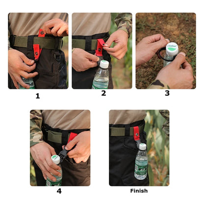 Tactical Water Hanger Outdoor Gear Clip Carabiner Water Bottle Buckle Hook Holder Keychain Belt Webbing Strap for Hiking Camping