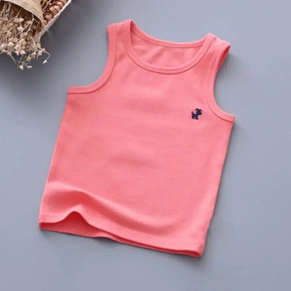Fashion Children T-shirts for Girls Candy Color Baby Boys Graphic Tee Cotton Vest Tops Kids Summer Clothes Sleeveless T-Shirt