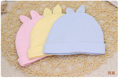 Baby Hat for Newborn Solid Color Cap Kids Bunny Hats Children Soft Cotton Breathable Sweat-Absorbent Boys Girls Baby Stuff