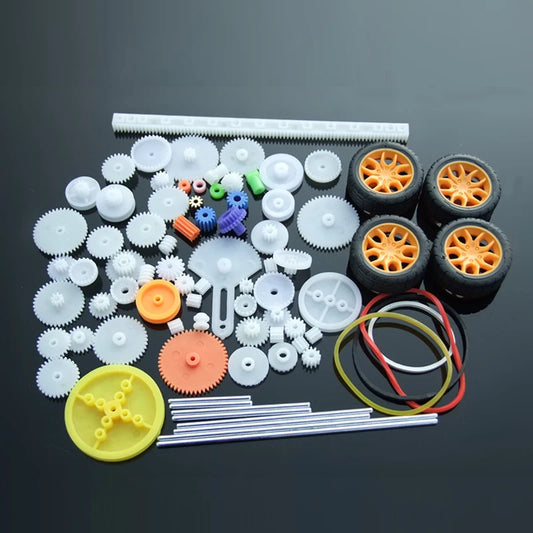 78Pcs/Set Model Gear Kit Motor Axles Tires Bushings Bevels Racks Wheels Accessories For DIY Toy Car Parts