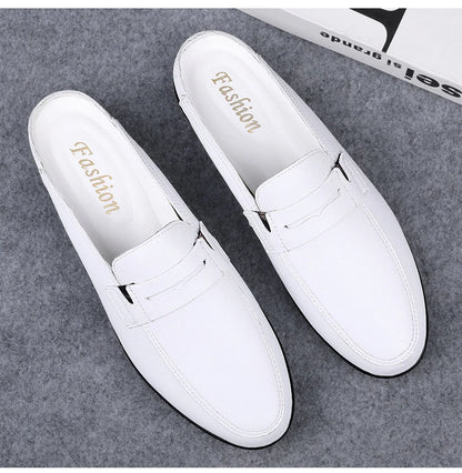 Quality Men Slippers Leather Men Mules Half Shoe Loafers Moccasins Outdoor Non-slip Black Beach Sandals Slides Zapato Hombre