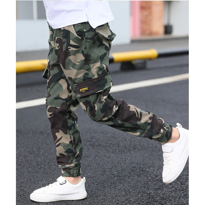 2022 Boys Camouflage Joggers Casual Cargo Pants for Boys Kids Cotton Trousers Clothes Teenage Boys Joggers Clothing 3-14 Years