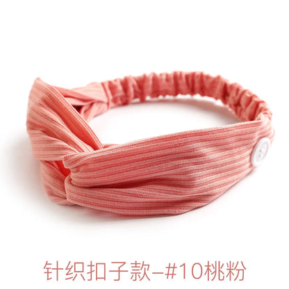 Fashion Women Hair Accessories Masks Anti-leather Button Hair Band Sports Yoga Elastic Cross Solid Color Knitted Headband Fema