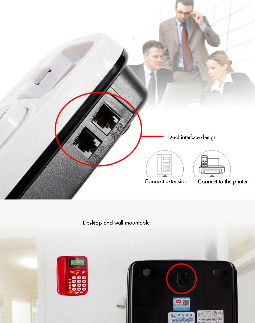 Caller ID Home Landline with Loud Ringtone for Elderly, Corded Desk Phone, Wall Mountable Fixed Landline Telephone