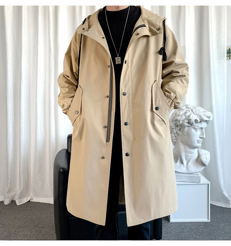 Men's Autumn New Hooded Jacket Korean Streetwear Oversize Coats Korean Streetwear Fashion Male Clothing Hip Hop Loose Jackets