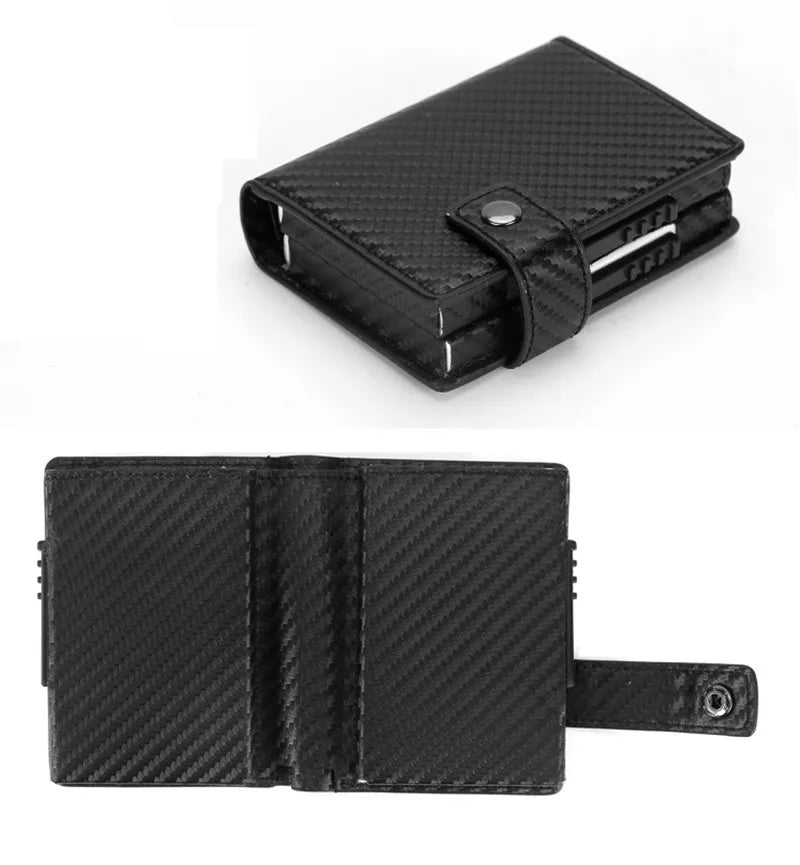 PUOU Double Card Wallet Aluminium RFID Blocking Metal Card Package Card Holder Credit Card Case Men Card ID Holder Card Box