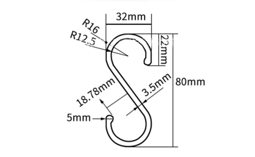 S Hook,  Aluminum S Shaped Hooks for Kitchen, Bathroom, Heavy Duty Hanger Hooks for Hanging Pots, Pans, Plants, Towels