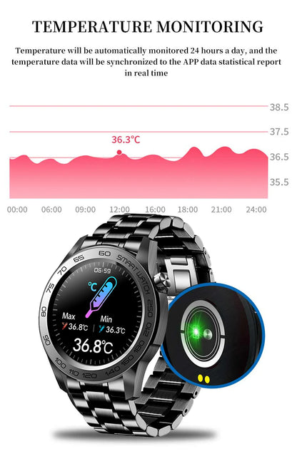 LIGE GPS Sport Track Recording Men Steel Band Smart Watch Body Temperature Activity Sport Fitness SmartWatches  Men Waterproof
