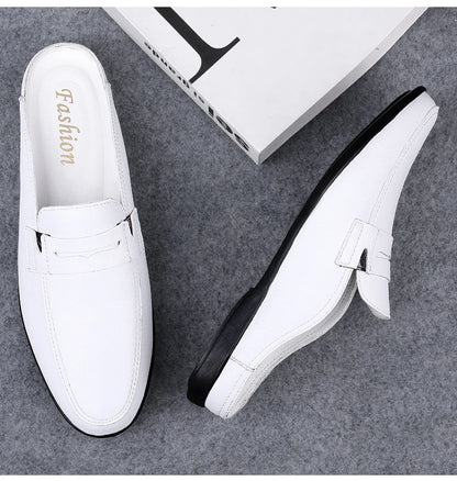 Quality Men Slippers Leather Men Mules Half Shoe Loafers Moccasins Outdoor Non-slip Black Beach Sandals Slides Zapato Hombre