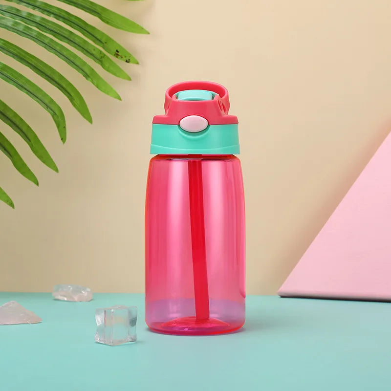 480ml Water Bottle With Straw Kids Girls Portable Travel Bottles Gym Sports Fitness Cup Summer Cold Water Juice Drinking Bottle