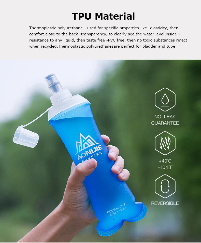AONIJIE Soft Flask Water Bottle Folding Collapsible Water Bags TPU Free For Running Hydration Pack Waist Bags SD09/10 250/500ml