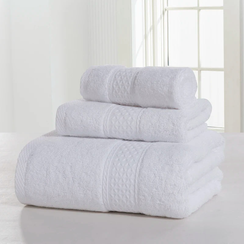 Towel Set 100%Cotton Terry Cloth Face+Bath+Hand Towels for Home Hotel Bath Room Adult Kids, 70*140cm Grey White Beach Towel