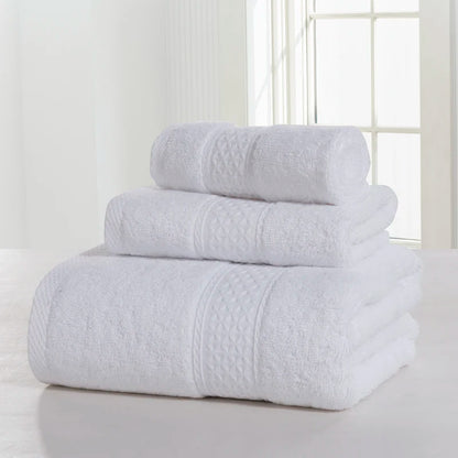 Towel Set 100%Cotton Terry Cloth Face+Bath+Hand Towels for Home Hotel Bath Room Adult Kids, 70*140cm Grey White Beach Towel