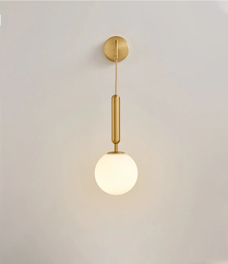 Decorative Modern Wall Lamp with Glass Shade Bedside Bedroom Loft Design Up Down Iron Led Wall Lights Gold for Home Mirror E27