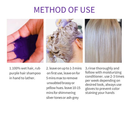 Vikada Blonde Purple Hair Shampoo Removes Yellow and Brassy Tones for Silver Ash Look Blonde Bleached Highlighted Shampoos 500ml