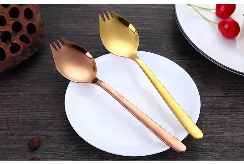 304 Stainless Steel Salad Spoon Fork Spoon Set Spoon Gift Fork Fruit Fork Soup Spoon Western Food Fork Spoon Children's Spoon