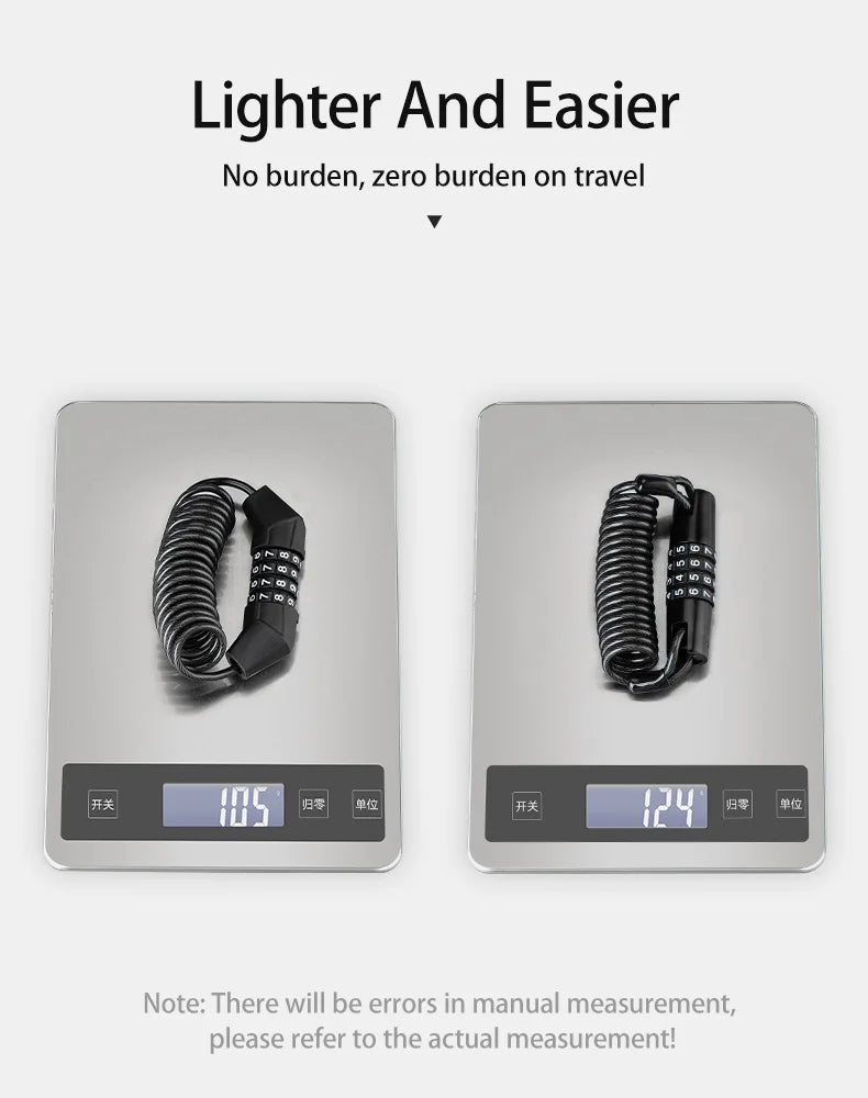 ROCKBROS Mini Password Lock Anti-theft Bicycle Durable Steel Wire Lock Helmet Lock Chain Bike Frame Lock Bike Accessories