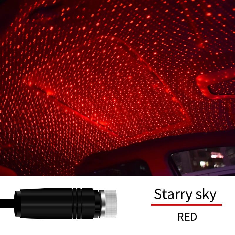 USB Decorative Lamp Adjustable Car Interior Decor Light Romantic LED Car Roof Star Night Light Projector Atmosphere Galaxy Lamp