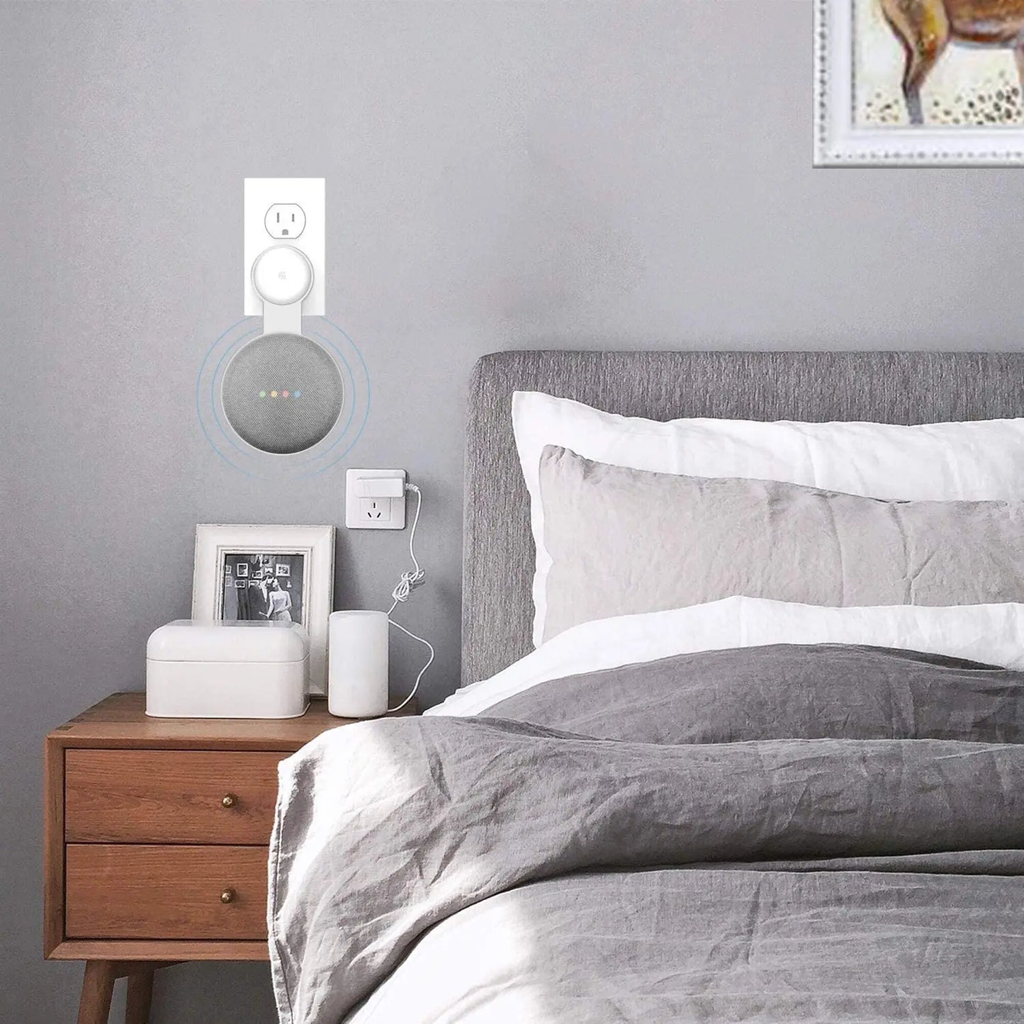 Outlet Wall Mount Stand For Google Home Mini (1st Gen) Google Nest Mini (2st Gen) Cord Management For Google Mini Speaker Holder