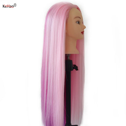 Training head with colorful hair 80cm very long synthetic hair for braiding hairstyle doll Head hairdressing head mannequin