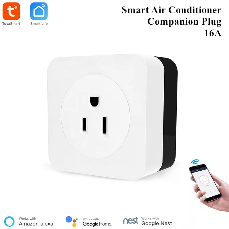Alexa Compatible Smart Wall Socket Air Conditioner Companion Plug IR Remote Control Support Plug 16A US UK EU Plug Tuya Smart