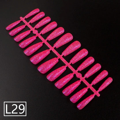 1 Set Glitter False Nail Tips Full Cover Ballerina Fake Nail Tips Press on Nail Tips Coffin