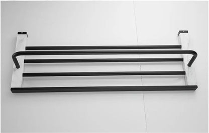 Bathroom Accessories Set Black Bathroom Shelf,Towel Rack,Towel Hanger Paper holder,Toilet Brush Holder Marble & Brass