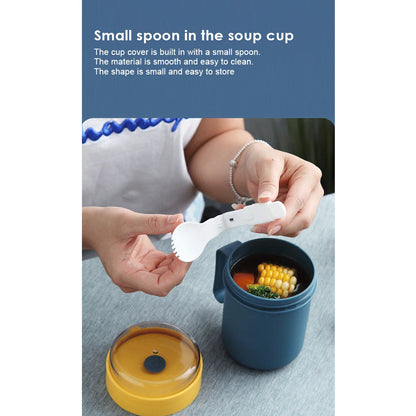 Portable Breakfast Cup 500ML Oatmeal Cup Cereal Nut Yogurt Mug Snack Cup Soup Mug Microwave with Lid Spoon for Kitchen Tools