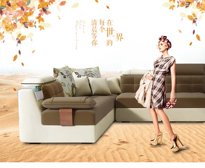 Living Room Sofa set U Home Furniture modern linen hemp fabric sectional sofas American country muebles de sala moveis para casa