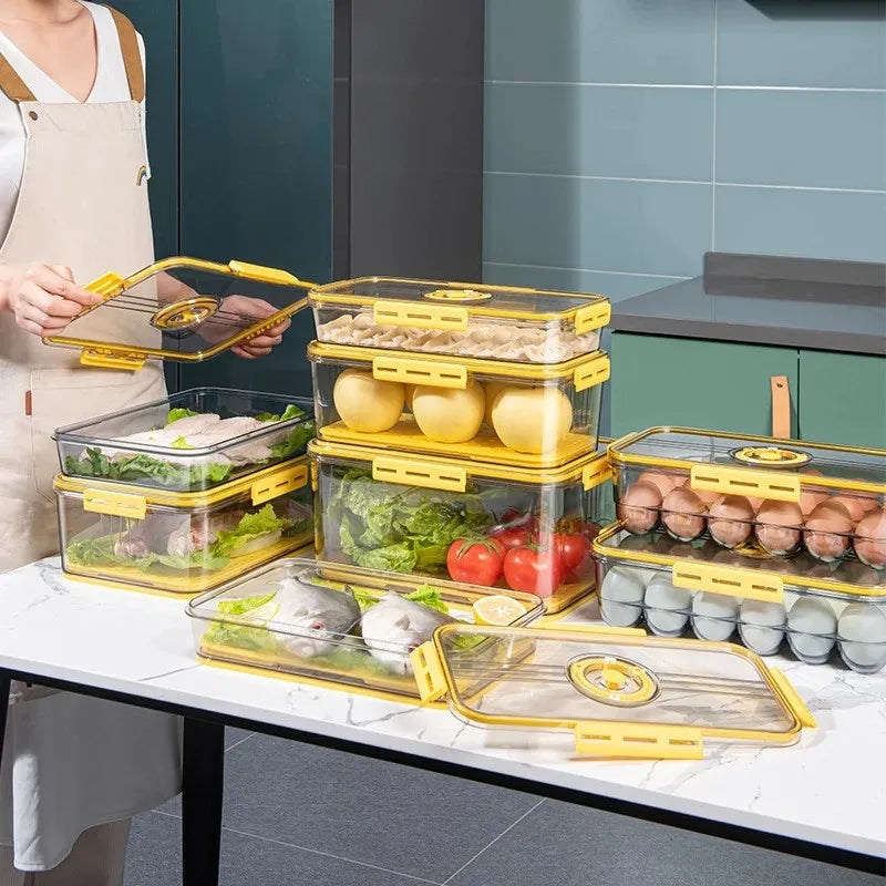 1PCS Timekeeping Kitchen Fridge Organizer Storage Box Lid Refrigerator Thickened Food Pantry Storage Drawer Box Containers Tools