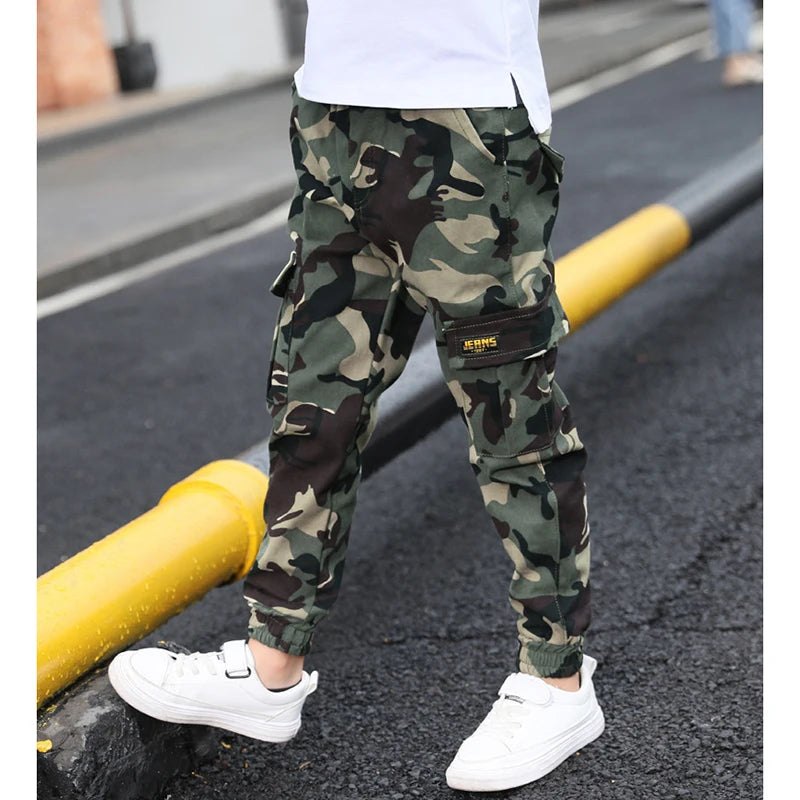 2022 Boys Camouflage Joggers Casual Cargo Pants for Boys Kids Cotton Trousers Clothes Teenage Boys Joggers Clothing 3-14 Years