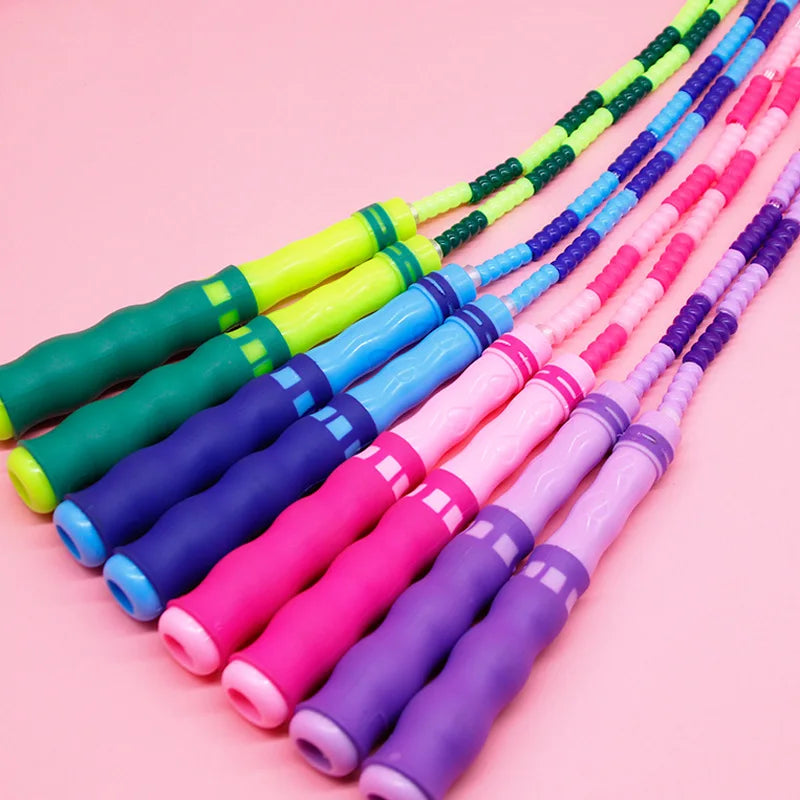 Tangle-Free Segmented Beaded Jump Rope For Kids Fitness Skipping Rope For Men and Women Adjustable Length Weight Loss