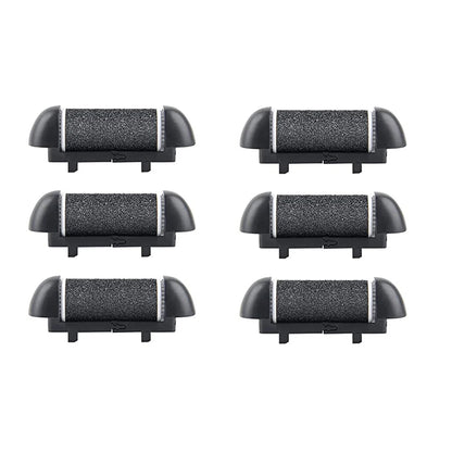6 Pcs Foot Care Tool Heads Hard Skin Remover Refills Replacement Rollers for Cracked Heels Calluses and Dead Skin Black
