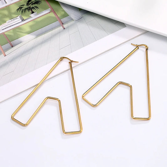 Personality Letter Ear ring Stainless Steel feminine Hyperbolic Earrings Girls Earrings Exquisite Gifts Women‘s Ear Jewelry 2021