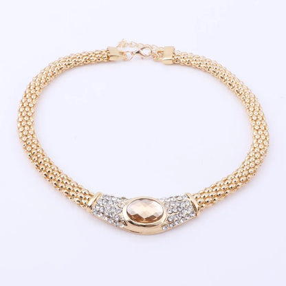 Party Accessories Wedding  Jewelry Sets For Women Pendant Statement African Beads Crystal Necklace Earrings Bracelet Ring