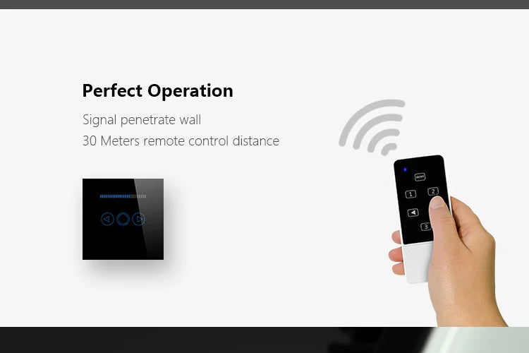 Smart Home EU Dimmer Switch White Crystal Glass Wireless Remote Control Light Dimmer Switch 500W,110-240V RF Switch 220V