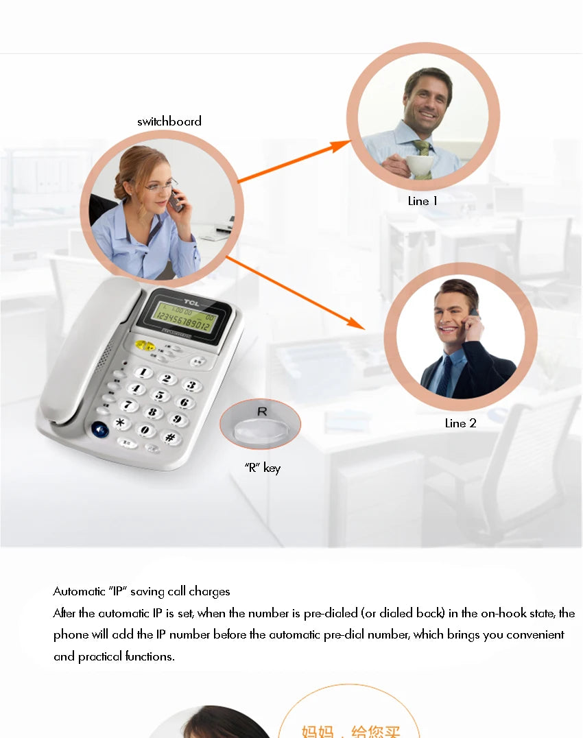 Caller ID Home Landline with Loud Ringtone for Elderly, Corded Desk Phone, Wall Mountable Fixed Landline Telephone