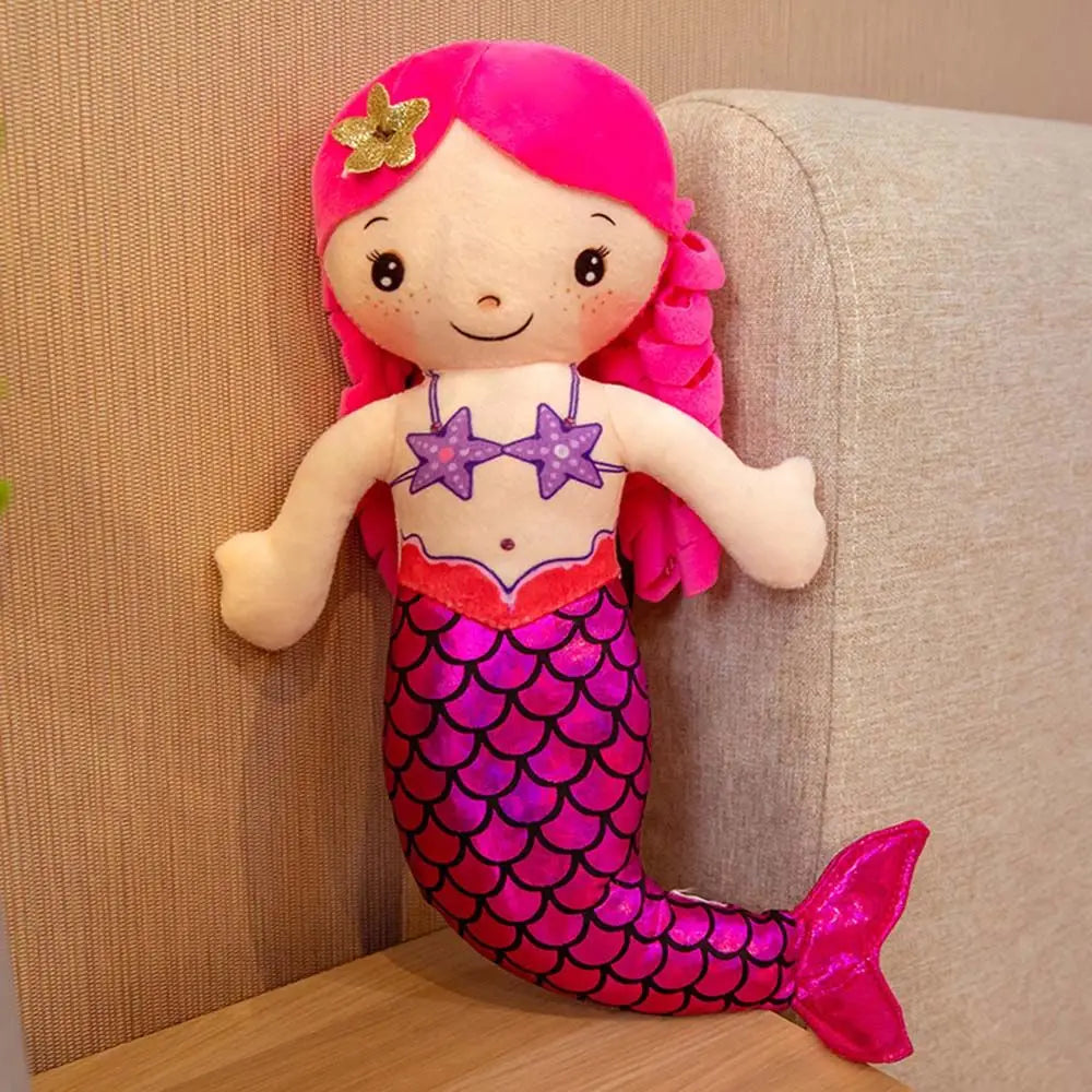 Plush Toy Cartoon Mermaid Humanoid Doll Mini Pillow Child Comfortable Stuffed Plush Toy Cute Doll Comfortable Pillow Gifts 30cm