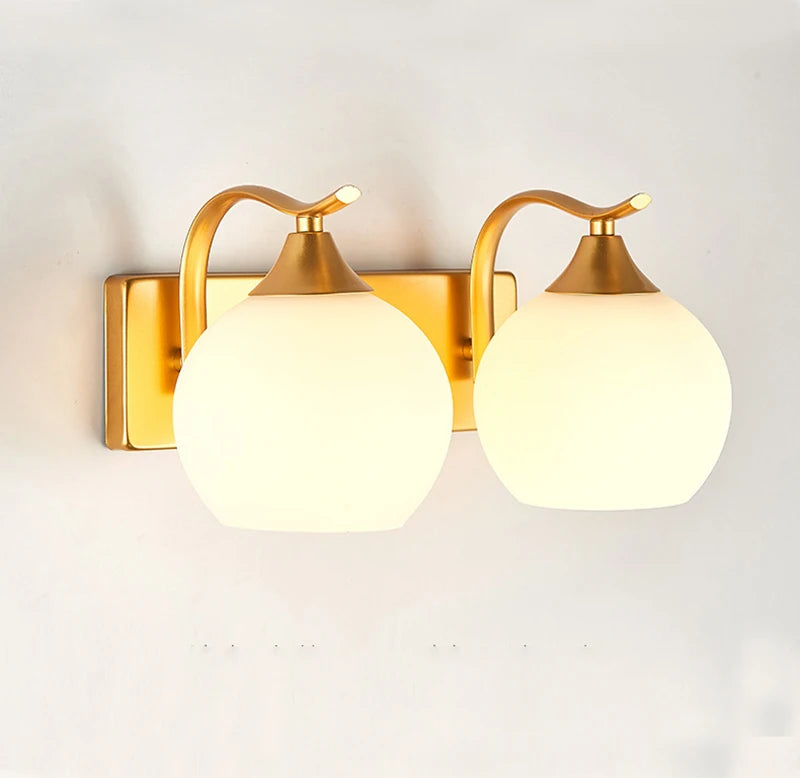 Decorative Modern Wall Lamp with Glass Shade Bedside Bedroom Loft Design Up Down Iron Led Wall Lights Gold for Home Mirror E27