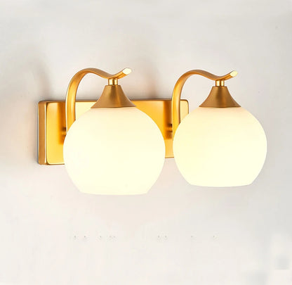 Decorative Modern Wall Lamp with Glass Shade Bedside Bedroom Loft Design Up Down Iron Led Wall Lights Gold for Home Mirror E27