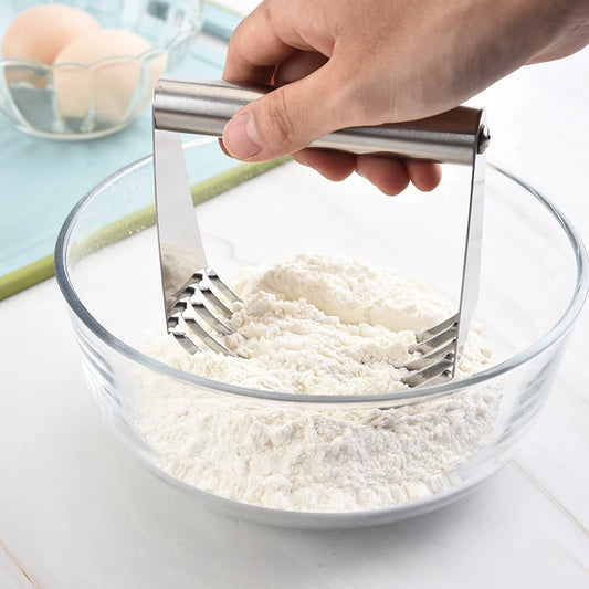 Manual Stainless Steel Dough Blender, Pastry Cutter, Ergonomic Handle, 5 Blade Baking Tool, Kitchen Gadget, Hot Sell