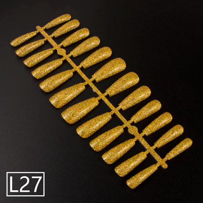 1 Set Glitter False Nail Tips Full Cover Ballerina Fake Nail Tips Press on Nail Tips Coffin